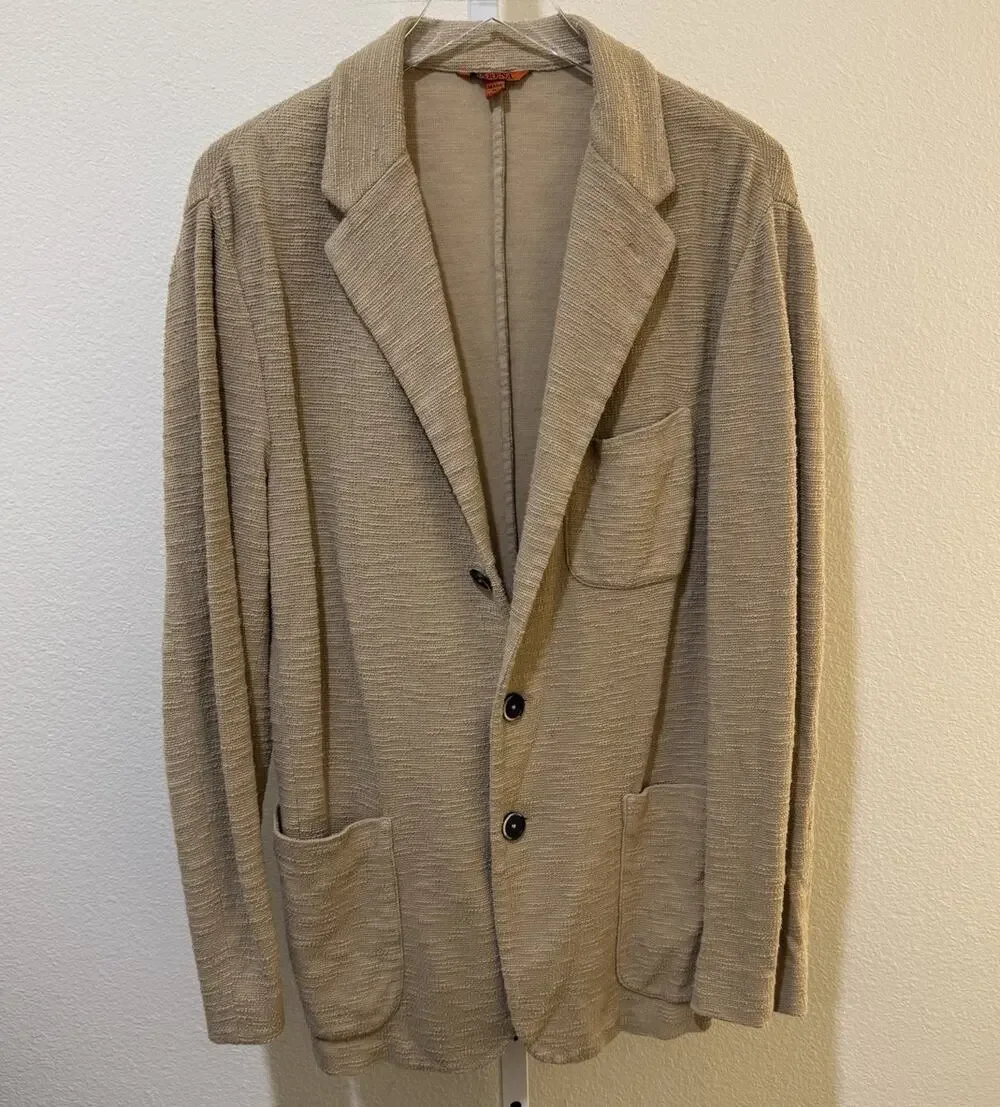 Barena Venezia Blazer Mens 52 / 42 US Slim Beige Textured Cotton 3-Button Italy